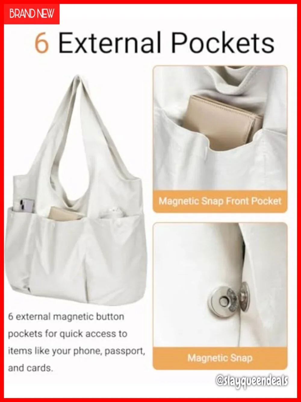 Large Vegan Leather Slouchy Hobo Bag with Multi-Pockets, Shoulder Tote for Women